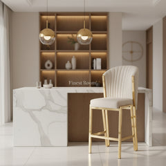 Fabio Breakfast Stools- Black Gold, Cream Gold