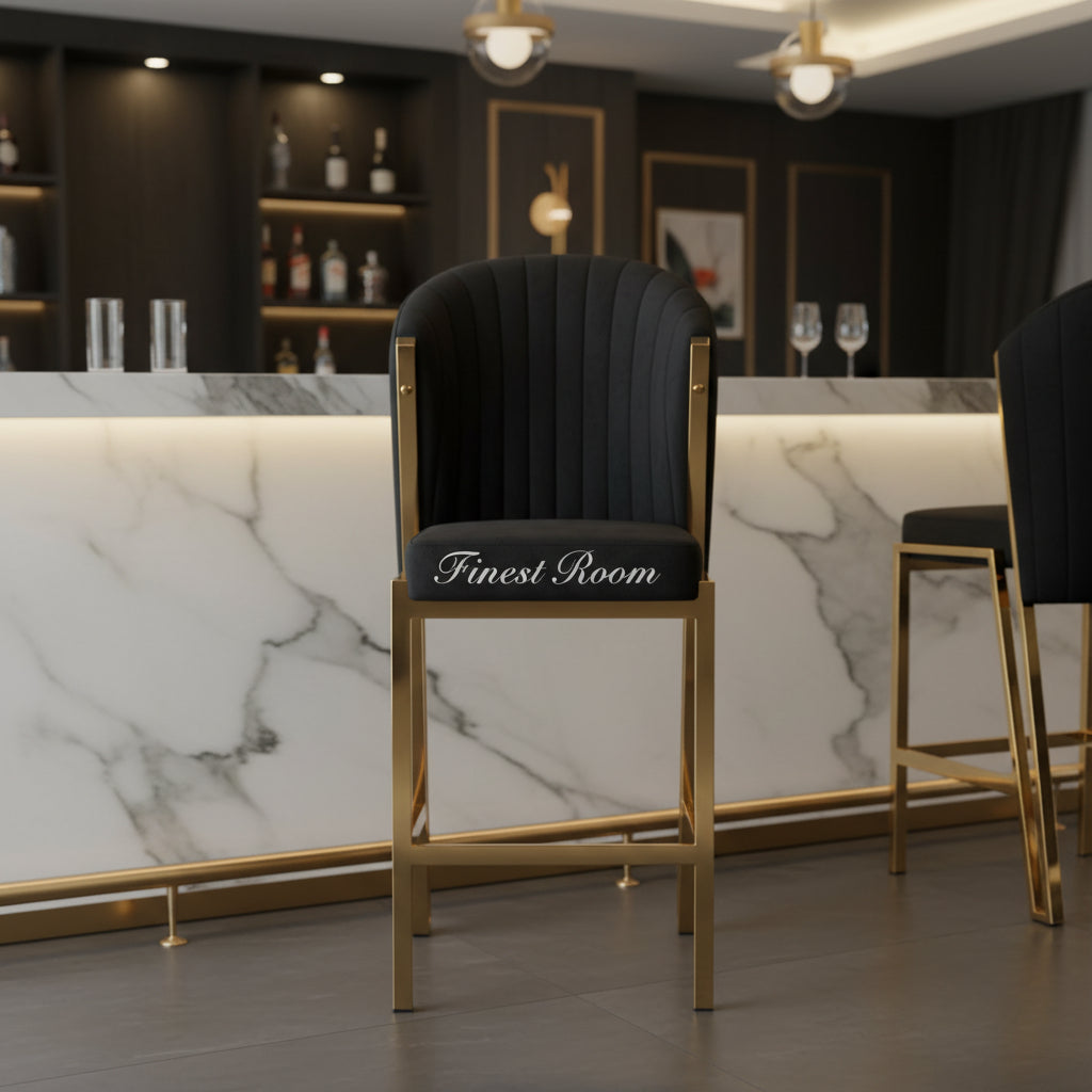 Fabio Breakfast Stools- Black Gold, Cream Gold