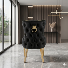 2 x Victoria Ring Knocker Dining Chairs- Dark Grey Silver, Black Gold, Cream Gold