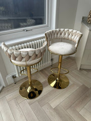 Camelia Luxury Cream & Gold Bar Stool
