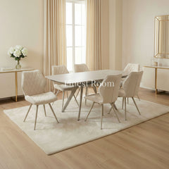 Cambridge Beige Sintered Stone Extendable Table With Cambridge Beige Chairs