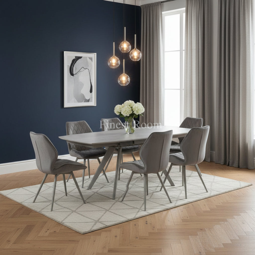 Cambridge Grey Sintered Stone Extendable Table With Cambridge Grey Chairs