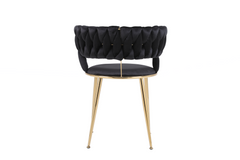 2 x Camelia Dining Chairs - Cream Gold, Black Gold