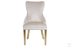 White Sorrento Dining Table With Cream Gold LK Victoria Chairs