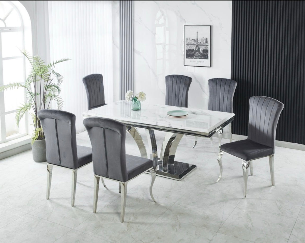 Charisma Chrome Marble Dining Table