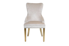 Victoria Lion Knocker Dining Chairs- Cream Gold