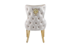 Victoria Lion Knocker Dining Chairs- Cream Gold