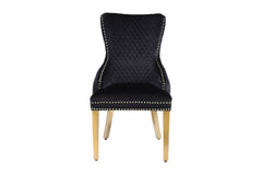 Victoria Lion Knocker Dining Chairs- Black Gold