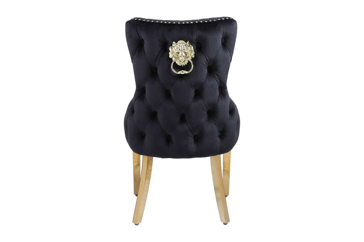 Victoria Lion Knocker Dining Chairs- Black Gold