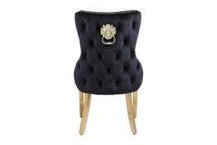Victoria Lion Knocker Dining Chairs- Black Gold