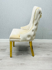 Victoria Ring Knocker Dining Chairs- Cream Gold