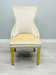 Victoria Ring Knocker Dining Chairs- Cream Gold
