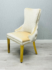 Victoria Ring Knocker Dining Chairs- Cream Gold