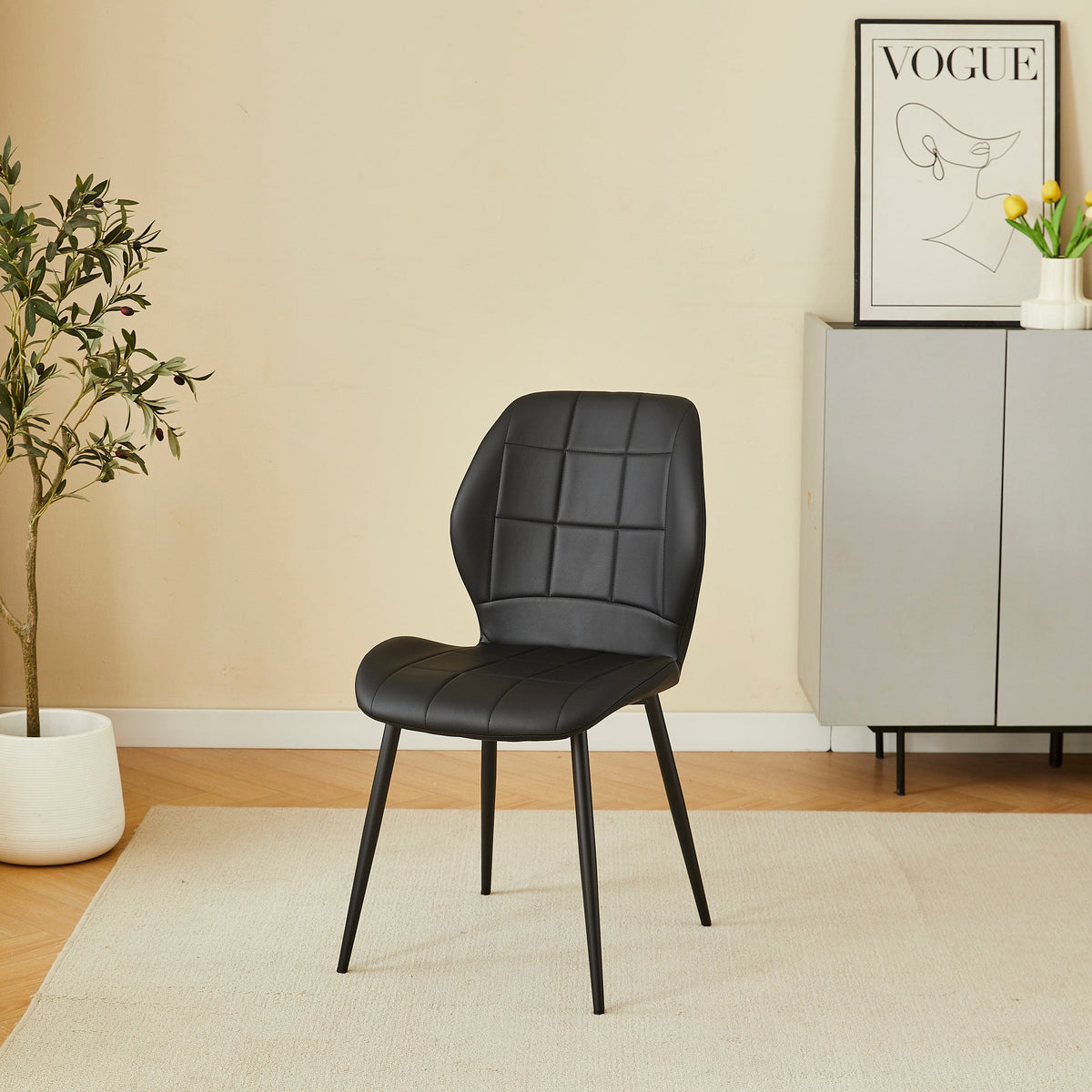 Oliver Black PU Leather Effect Dining Chairs