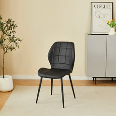 2 x Oliver PU Leather Effect Dining Chairs- White, Grey, Black