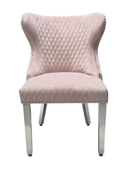 Valentino Plush Velvet Dining Chairs- Pink