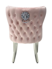 Valentino Plush Velvet Dining Chairs- Pink