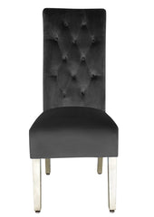 White Louis Dining Table With Dark Grey Sofia Chairs