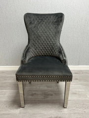 2 x Victoria Ring Knocker Dining Chairs- Dark Grey Silver, Black Gold, Cream Gold