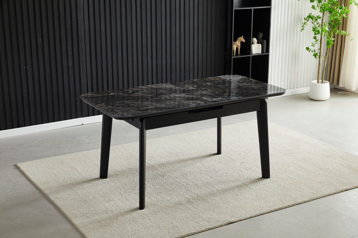 Arizona Extending Black Gold Ceramic Dining Table