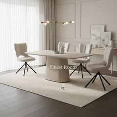 Davos Beige Ceramic Oval Dining Table with Roseland Swivel Chairs
