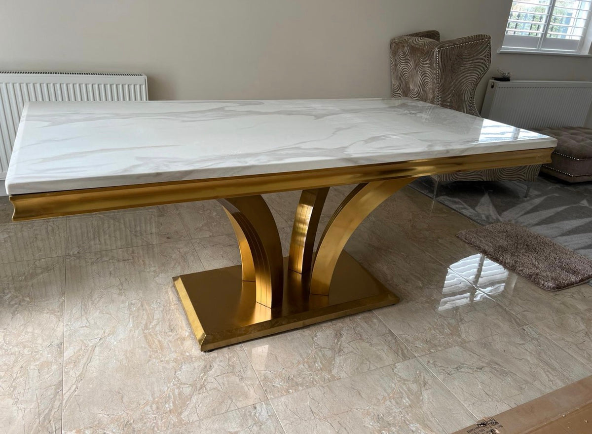 Charisma Gold Marble Dining Table