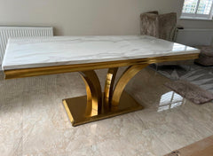Charisma Gold Marble Dining Table