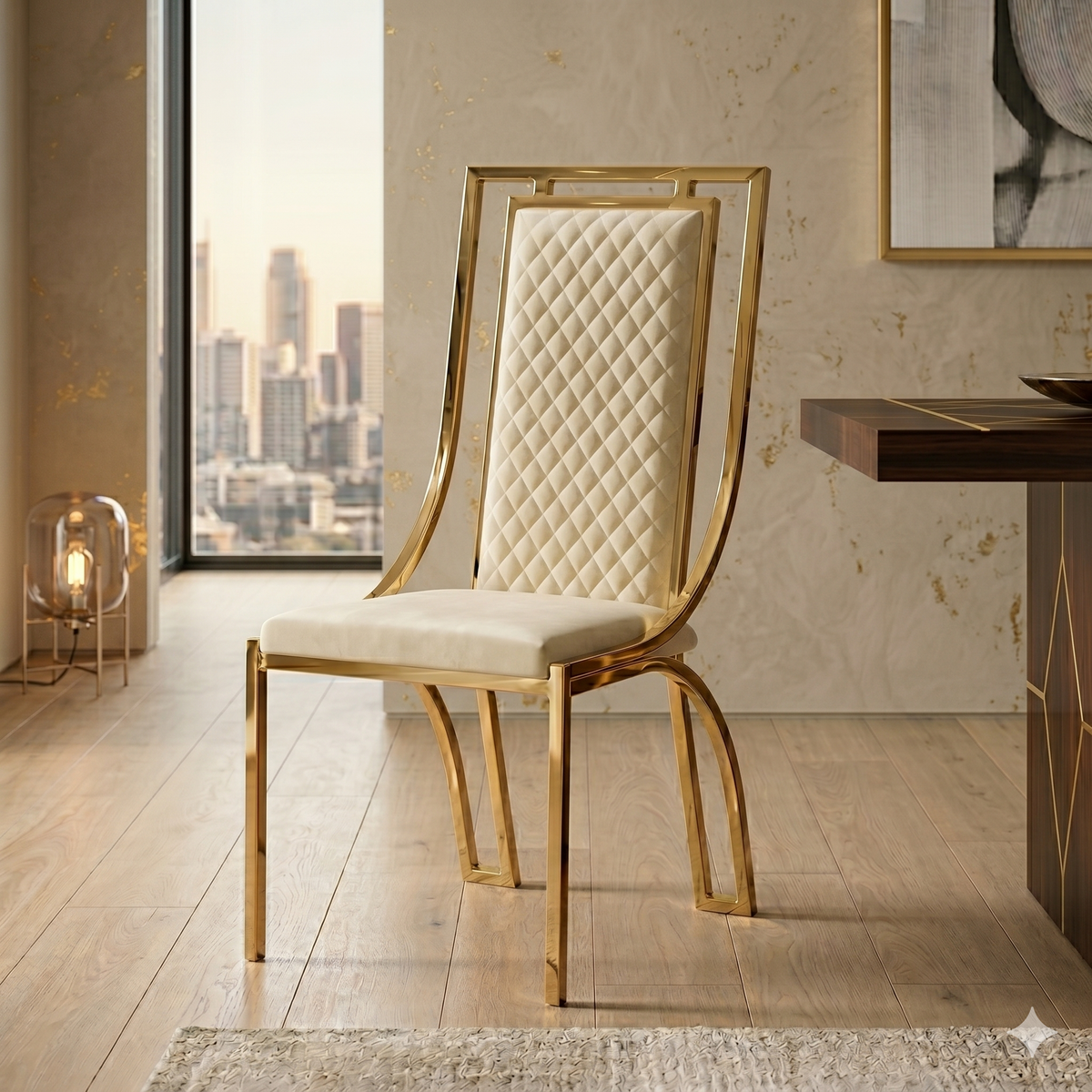 Windsor Dining Chair - Cream & Gold