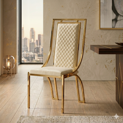 2 x Windsor Gold Dining Chairs - Black Gold, Cream Gold