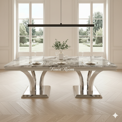 Charisma Chrome Marble Dining Table
