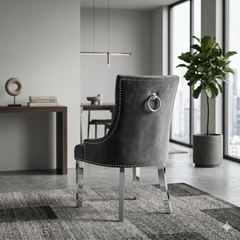 2 x Valencia Dining Chairs- Light Grey, Black, Dark Grey