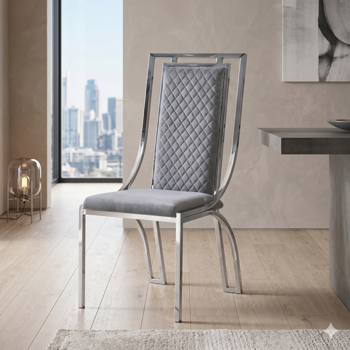 2 x Windsor Dining Chairs - Grey Silver, Black Silver
