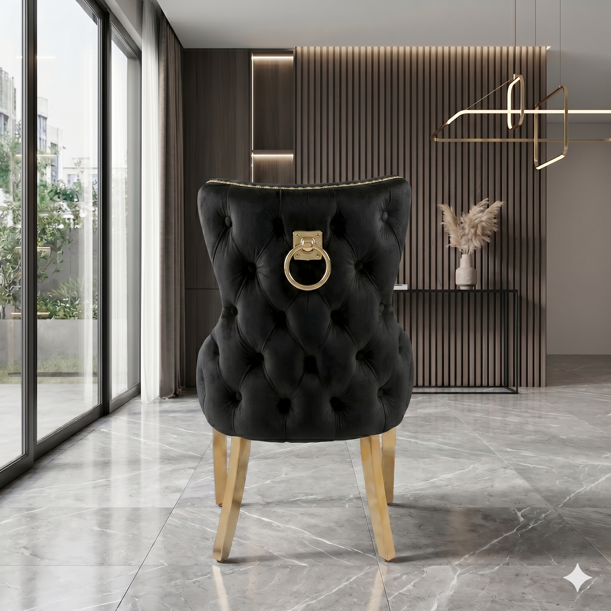 Victoria Ring Knocker Dining Chair - Black Gold