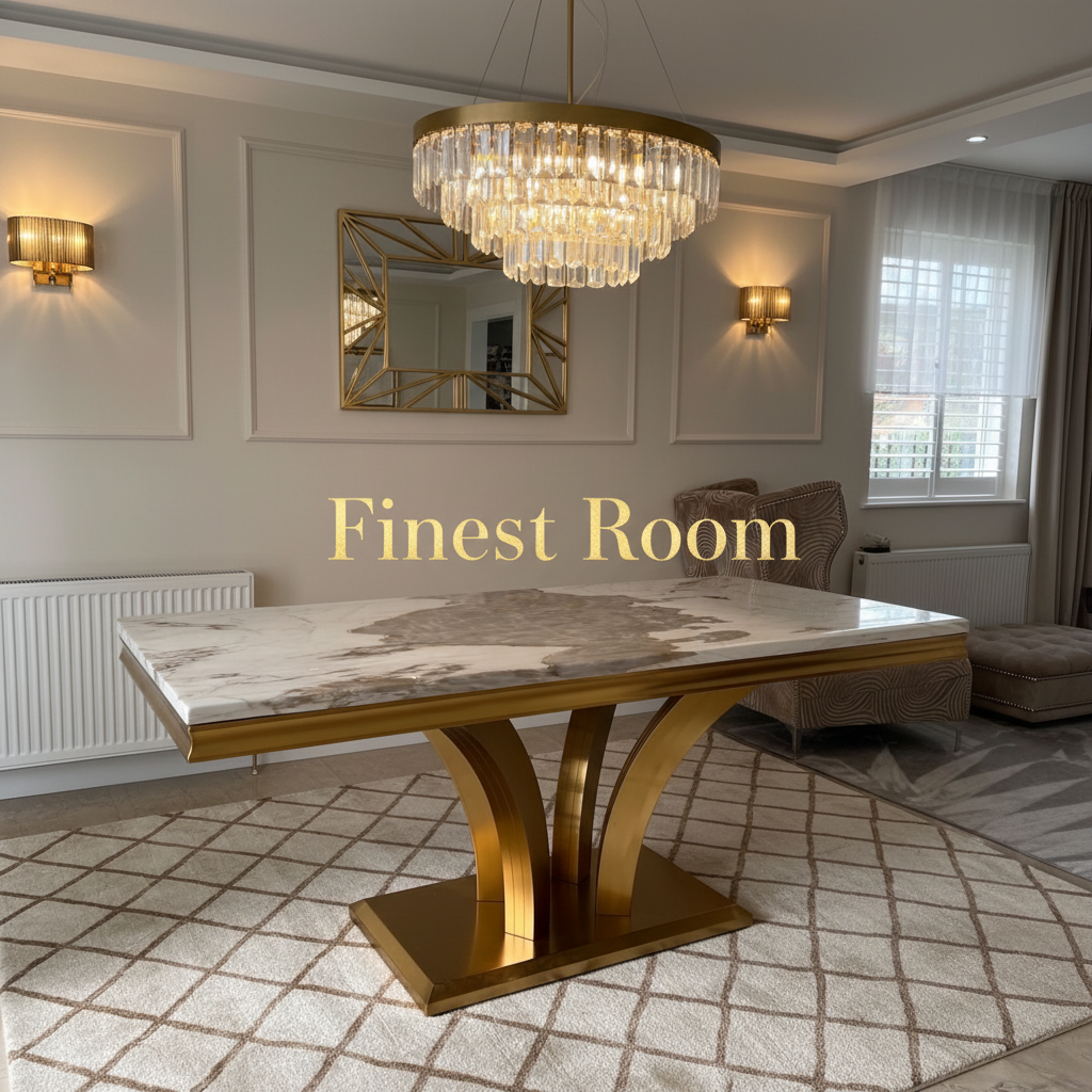 Charisma Gold Marble Dining Table