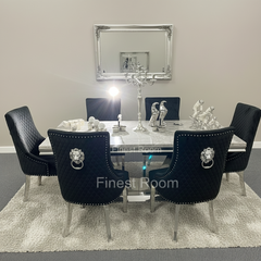 Grey Arial Dining Table With Black Majestic Chairs