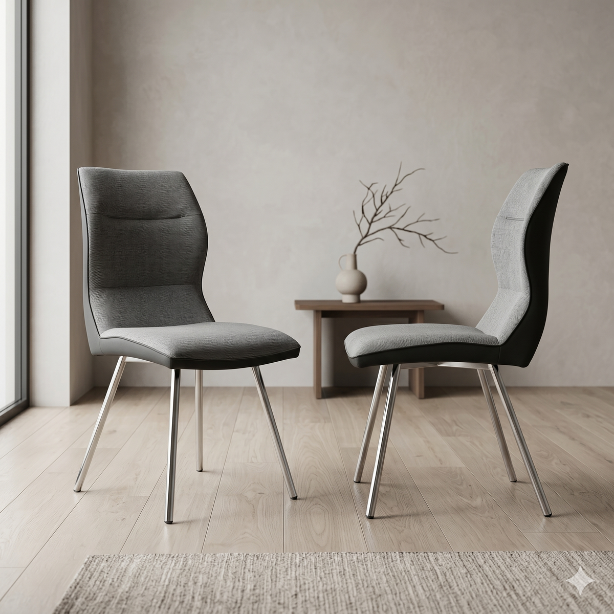 Zermatt Dining Chair - Grey PU with Grey Fabric