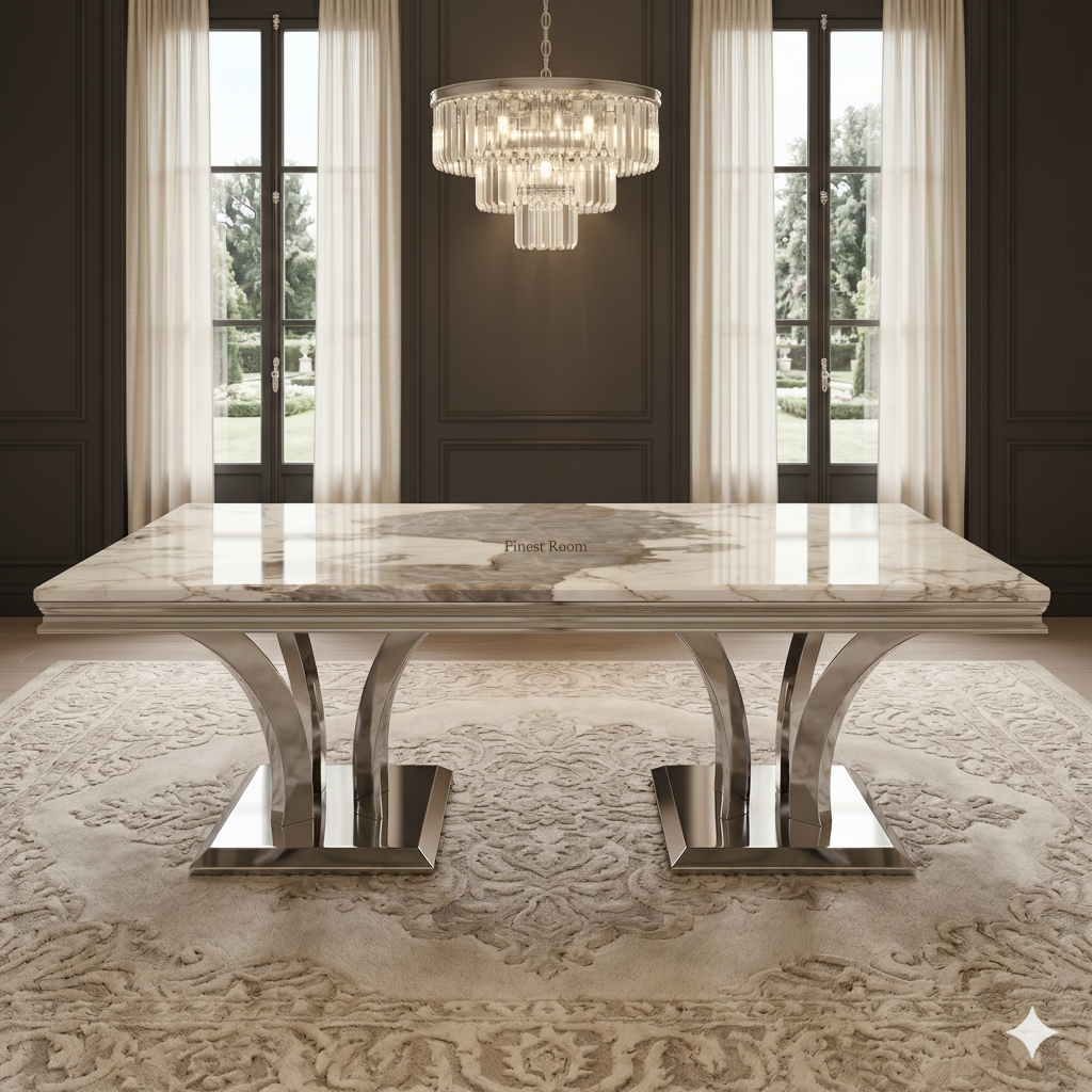 Charisma Chrome Marble Dining Table