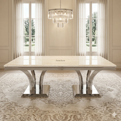 Charisma Chrome Marble Dining Table