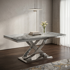 Grey Elina Chrome Dining Table