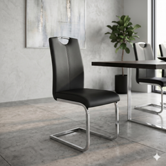 2 x Milan PU Leather Dining Chairs- White, Grey, Black, Cappuccino