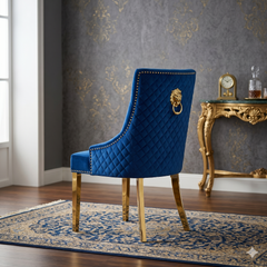 Navy Gold Majestic Lion Knocker Chairs