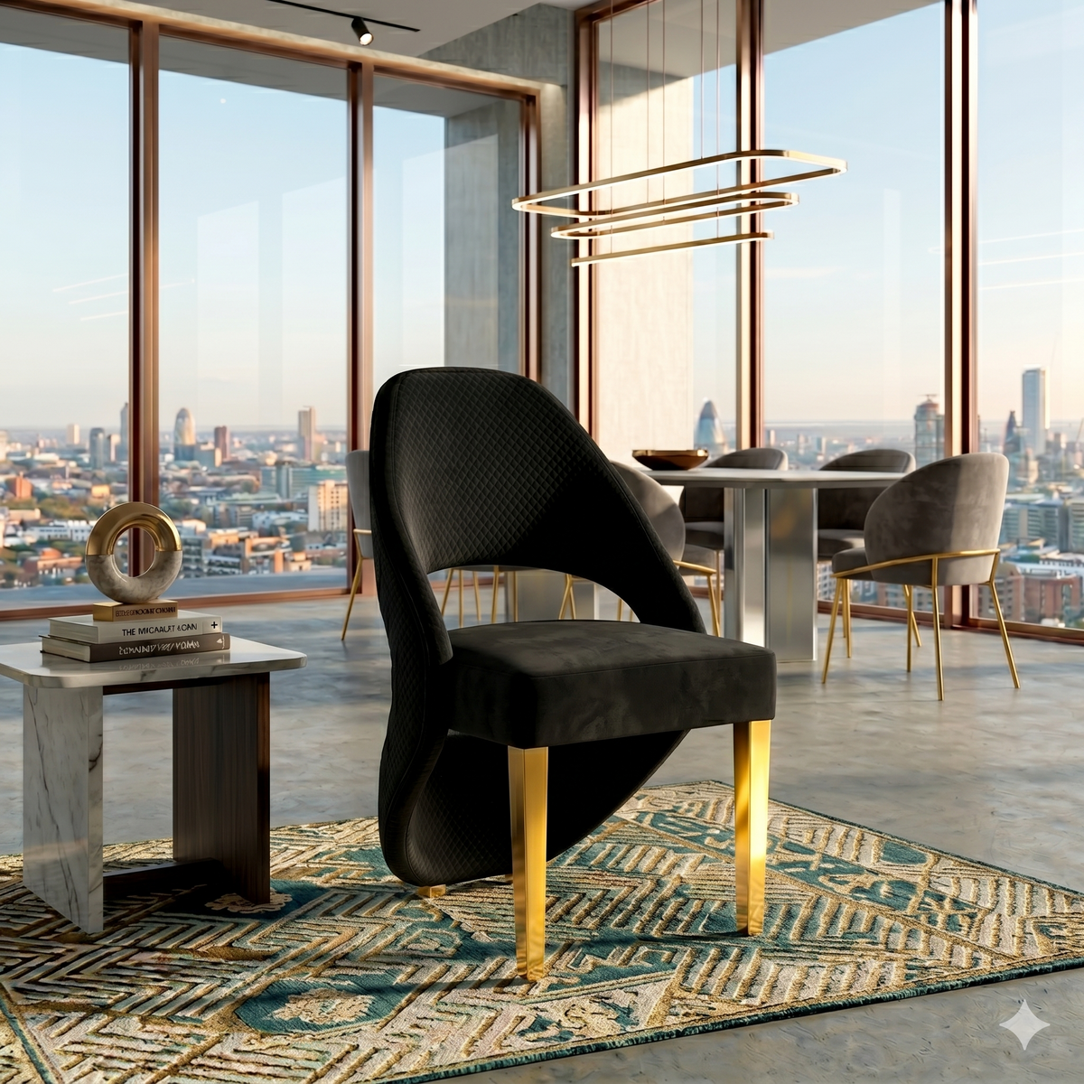Santorini Black Gold Dining Chair
