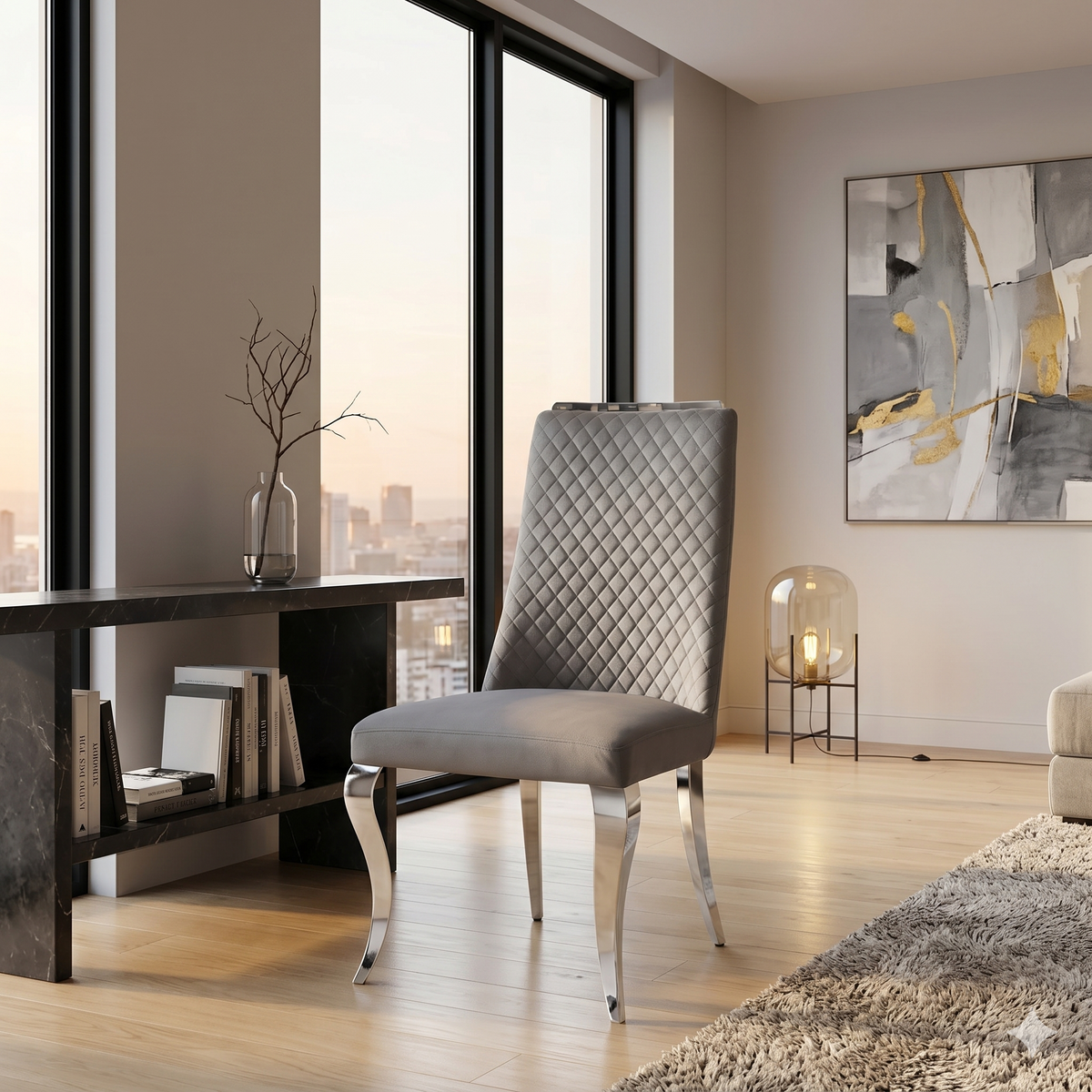 Roxby Grey and Chrome Dining Chair