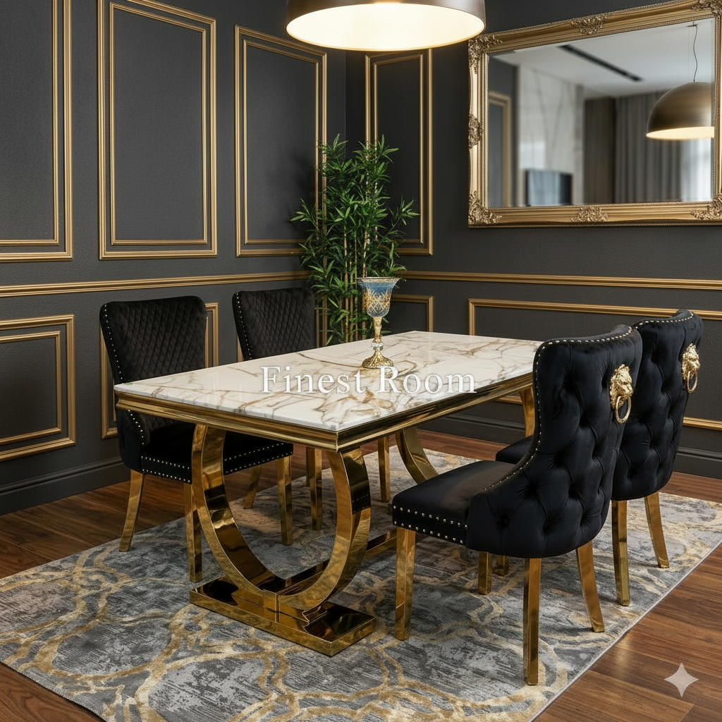 Kata Gold Ariana With Black Gold Victoria Chairs