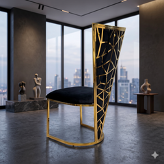 2 x Vienna Chairs- Cream Gold, Black Gold