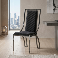 2 x Windsor Dining Chairs - Grey Silver, Black Silver