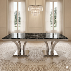 Charisma Chrome Marble Dining Table