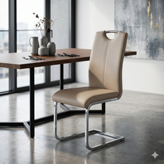 2 x Milan PU Leather Dining Chairs- White, Grey, Black, Cappuccino