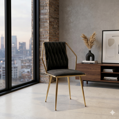2 x Daisy Gold Dining Chairs - Cream Gold, Black Gold