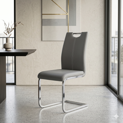 2 x Milan PU Leather Dining Chairs- White, Grey, Black, Cappuccino